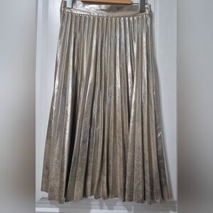 Womens Zara Metallic Pleated Midi Skirt Size XS